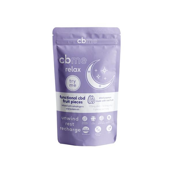 CBME Relax Try Me Trozos de papaya con CBD de 175 mg (5 unidades)