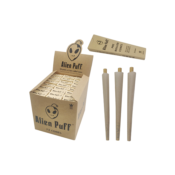 3 conos de cáñamo Alien Puff King Size, 24 paquetes (HP2502)