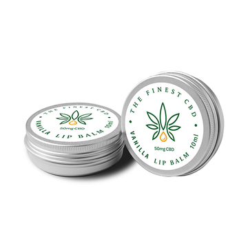 Bálsamo labial de vainilla con CBD de 50 mg de The Finest Balm (lata de 10 ml)