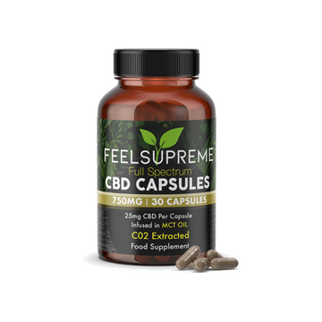 Cápsulas de CBD de espectro completo Feel Supreme de 750 mg (30 cápsulas)