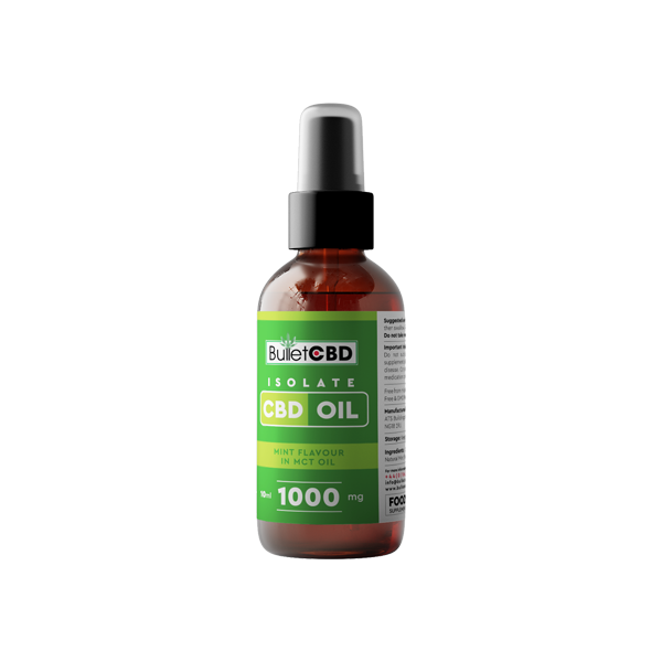 Spray de aceite MCT aislado de CBD de menta pura Bullet CBD 1000 mg - 10 ml