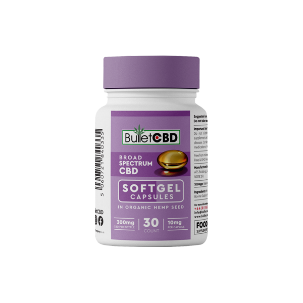 Cápsulas de gel macio de CBD de amplo espectro Bullet CBD 300mg - 30 cápsulas