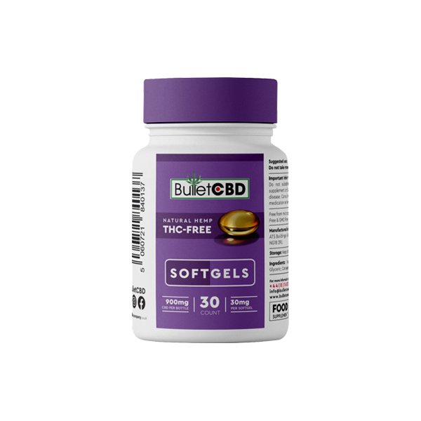 Cápsulas Softgel de CBD de cânhamo natural Bullet CBD 900mg - 30 cápsulas