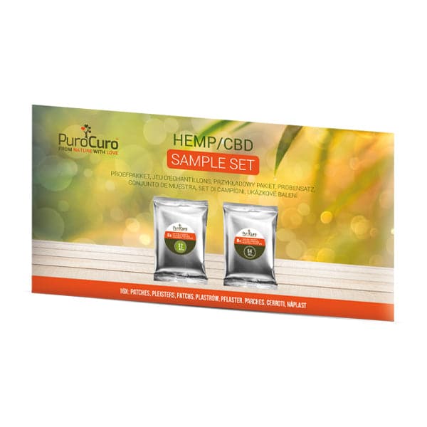 Conjunto de muestras de parches de cáñamo y CBD de Purocuro