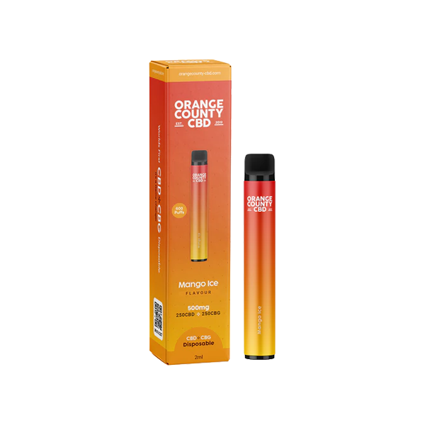 Dispositivo de vapeo desechable de CBD y CBG de 500 mg de Orange County CBD, 600 bocanadas