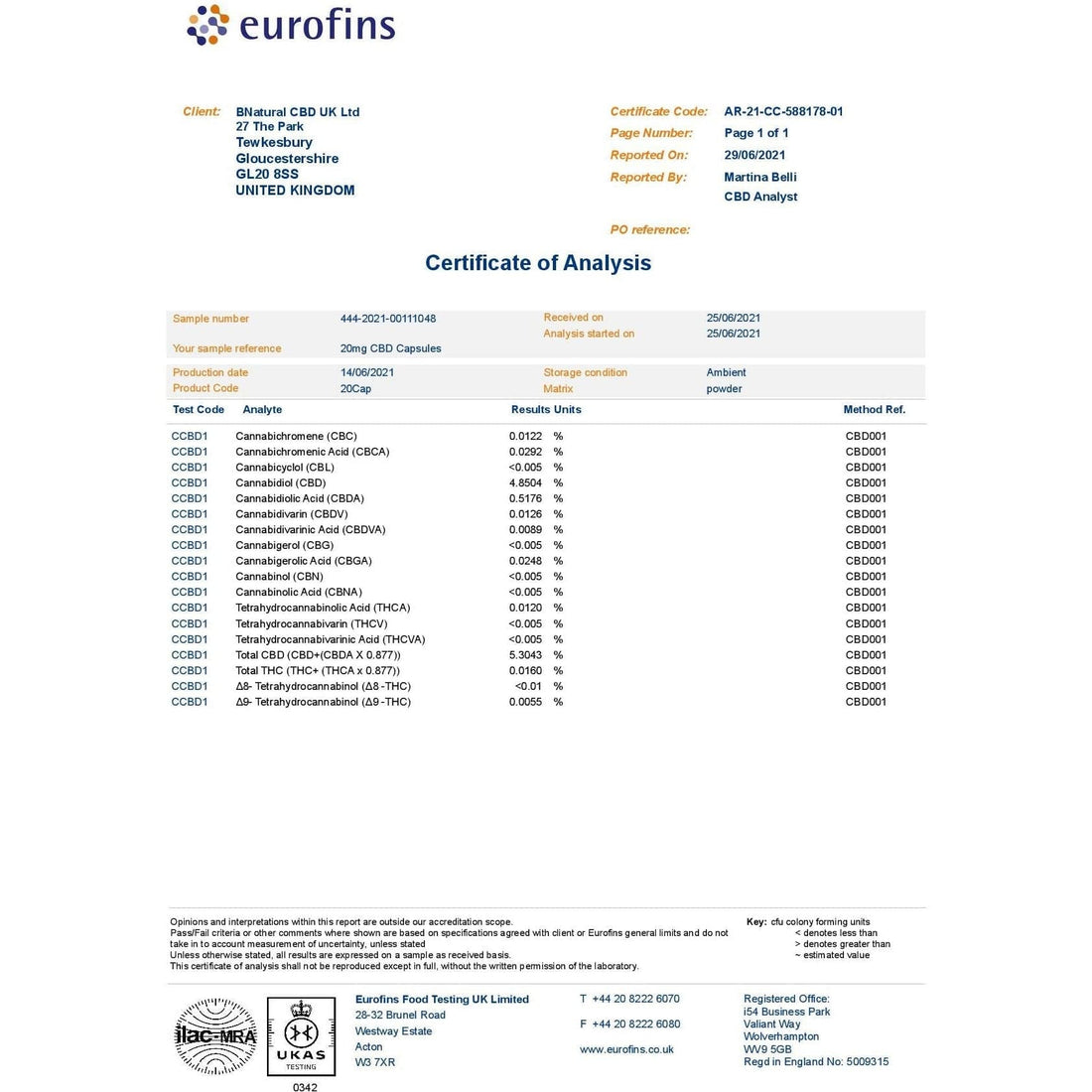 Cápsulas veganas de CBD Bnatural 1200mg - 60 cápsulas