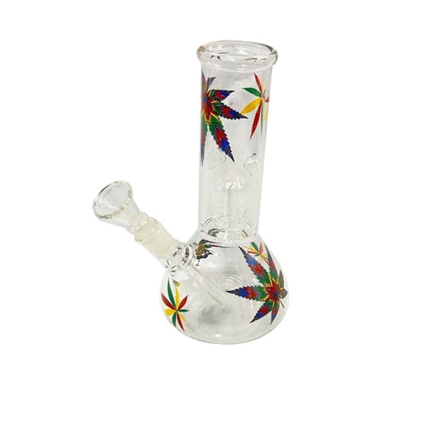 Bong de vidrio con estampado de hojas multicolor y percolador de 20 cm AC-190 (SM-2366)