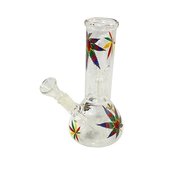 Bong de vidro com estampa de folhas multicoloridas percolador de 20 cm AC-190 (SM-2366)