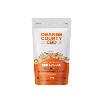 Orange County CBD 200mg CBD Fizzy Gummy Pêssego Rings - Sacola de Presente