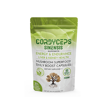 Cápsulas de cogumelo NTURE 2000mg Cordyceps Sinensis - 60 cápsulas