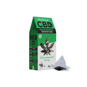 Caja de 12 bolsitas de té English Breakfast de espectro completo con CBD de 48 mg y equilibrio