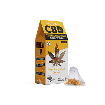 Equilibrium CBD 48mg Full Spectrum Turmeric &amp; Ginger Tea Bags Caixa com 12 (COMPRE 2 E GANHE 1 GRÁTIS)