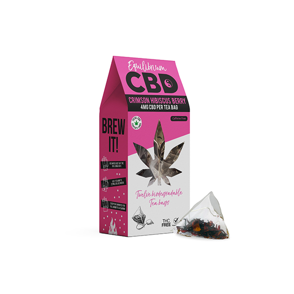 Equilibrium CBD Full Spectrum Crimson Hibiscus Berry Tea Bags Caixa com 12