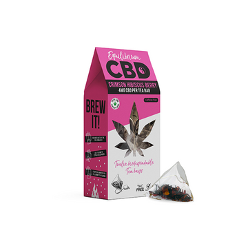 Caja de 12 bolsitas de té de baya de hibisco carmesí de espectro completo CBD Equilibrium