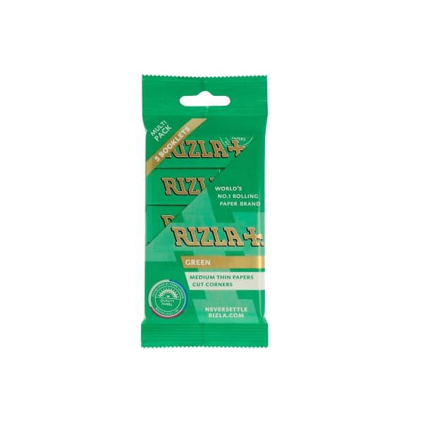Pacote com 5 papéis de seda Rizla verdes regulares (Flow Pack)