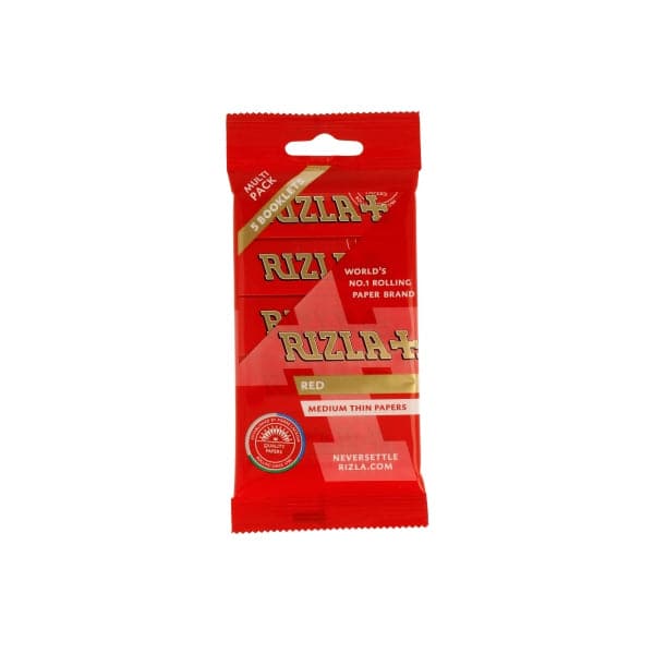 Pacote com 5 papéis de seda Rizla regulares vermelhos (Flow Pack)