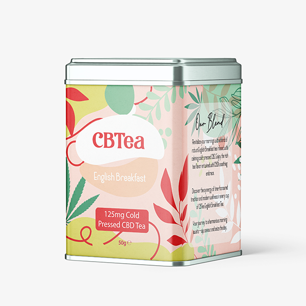 CBTea 125mg prensado a frio Full Spectrum CBD Café da manhã inglês 50g