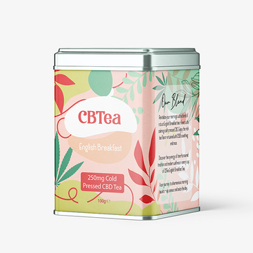 CBTea 250mg Chá de café da manhã inglês com CBD de espectro total prensado a frio - 100g 