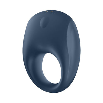 Anillo para el pene Strong One de color azul con aplicación Satisfyer habilitada