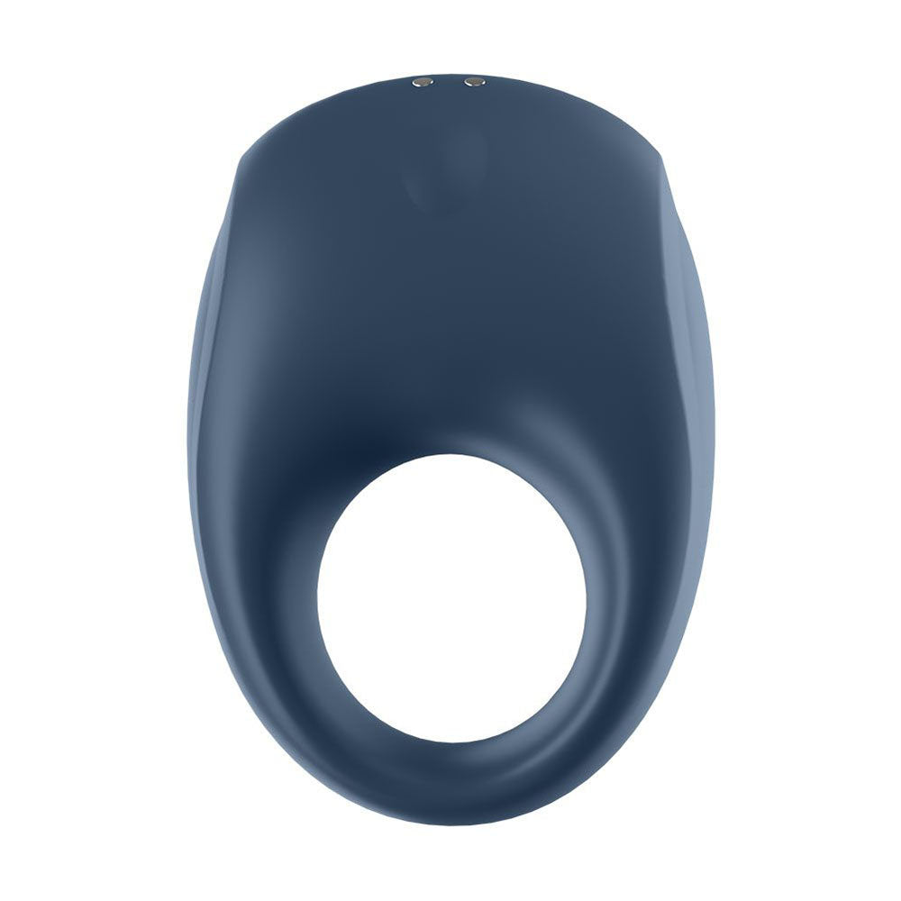 Anillo para el pene Strong One de color azul con aplicación Satisfyer habilitada