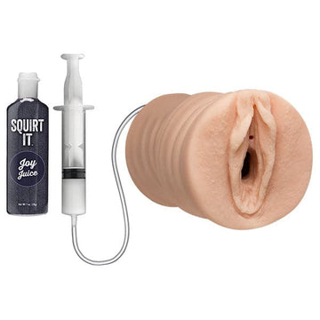 Esguichando Pussy Stroker com Joy Juice Vanilla