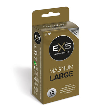 Condones EXS Magnum grandes, paquete de 12