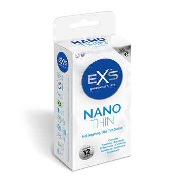 Condones finos EXS Nano, paquete de 12