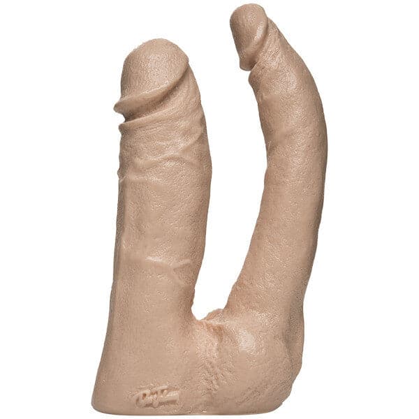 Accesorio de consolador de penetración doble Vac-U-Lock de color natural