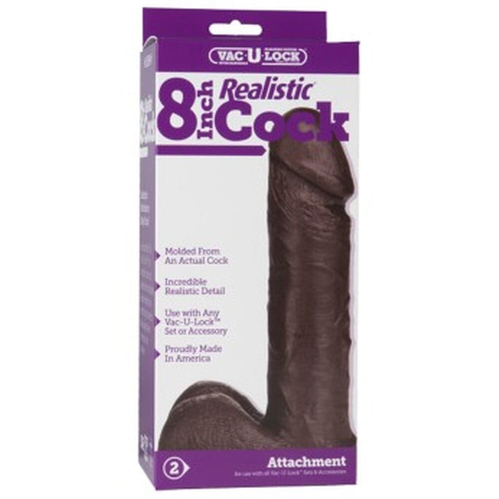 Acessório dildo realista Vac-U-Lock de 8 polegadas preto