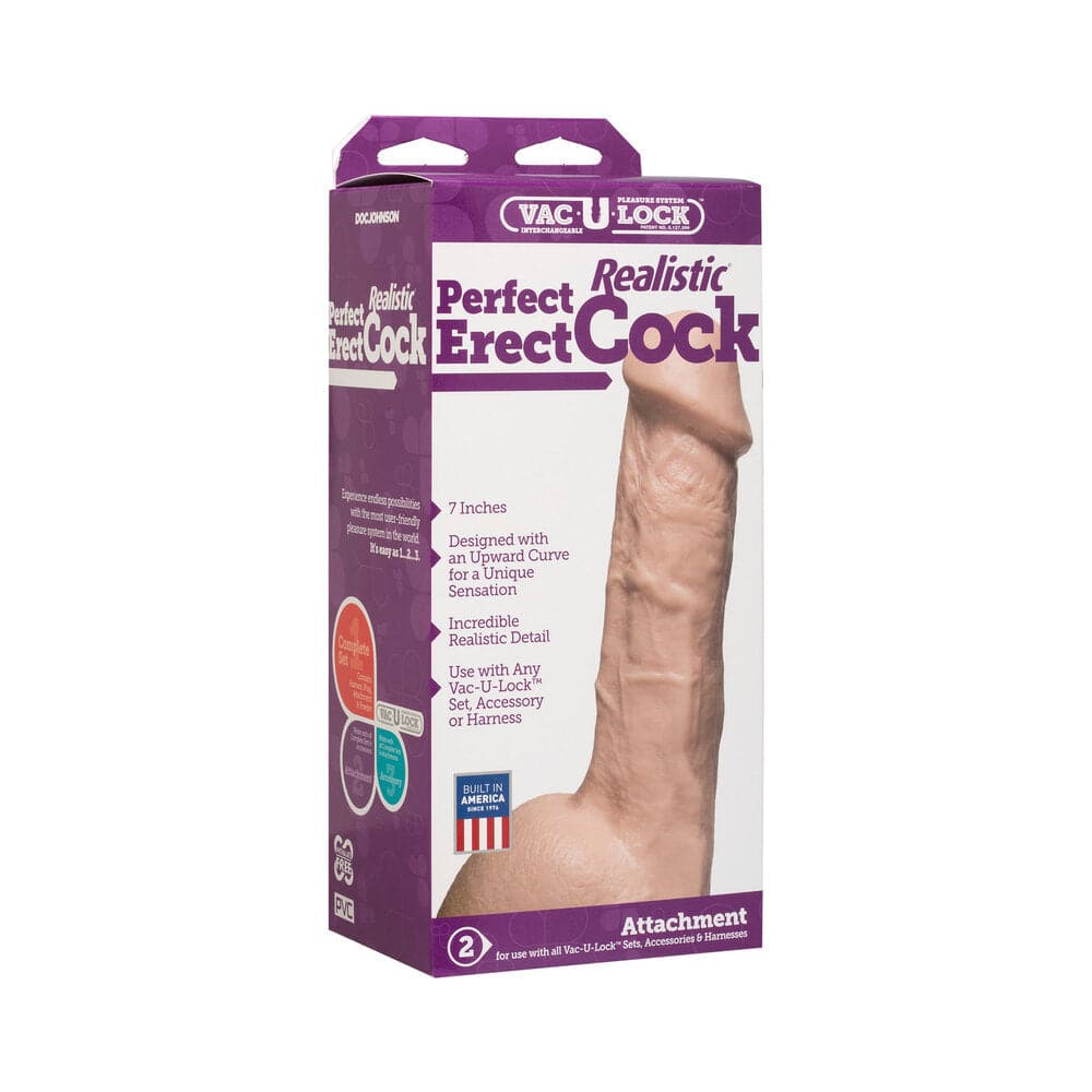 Accesorio para pene erecto perfecto Vac-U-Lock de 7 pulgadas, color rosa carne