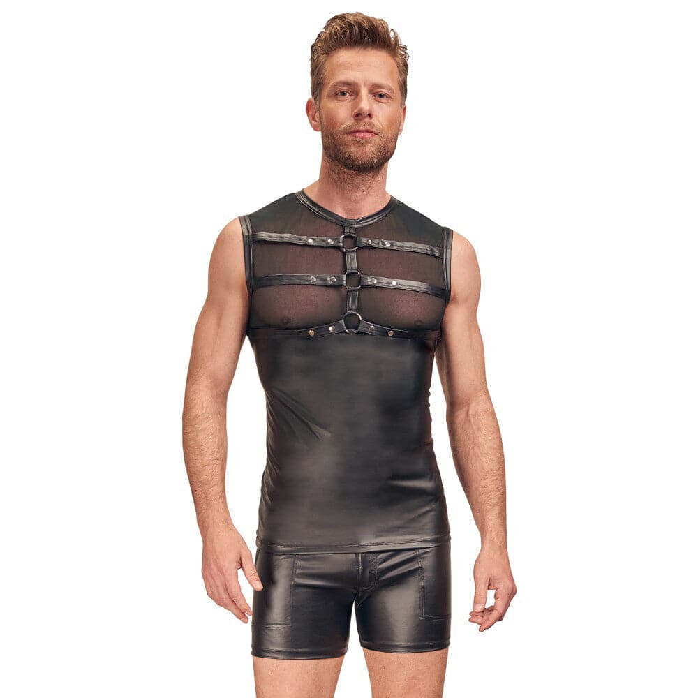 Camisa NEK de aspecto mate con arnés de pecho, color negro Talla: mediana