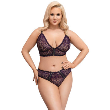 Bralette y braguita de encaje delicado de Cottelli Curves Talla: X grande