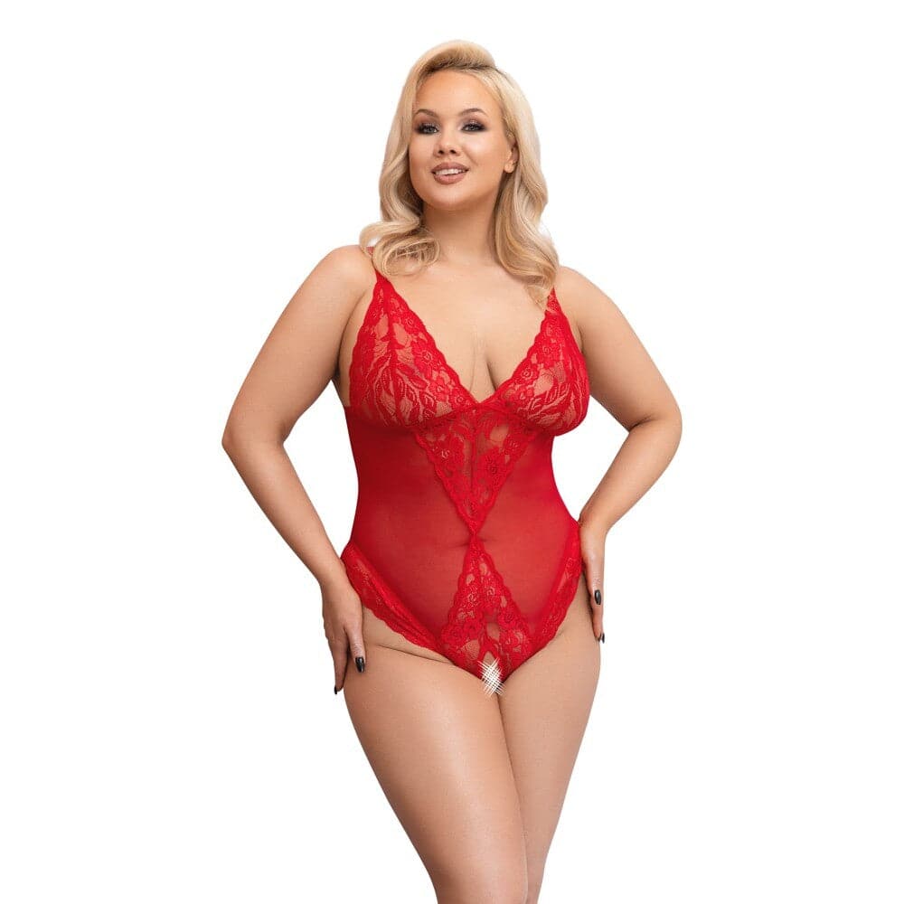 Cottelli Curves Crotchless Body Vermelho Tamanho: X Grande