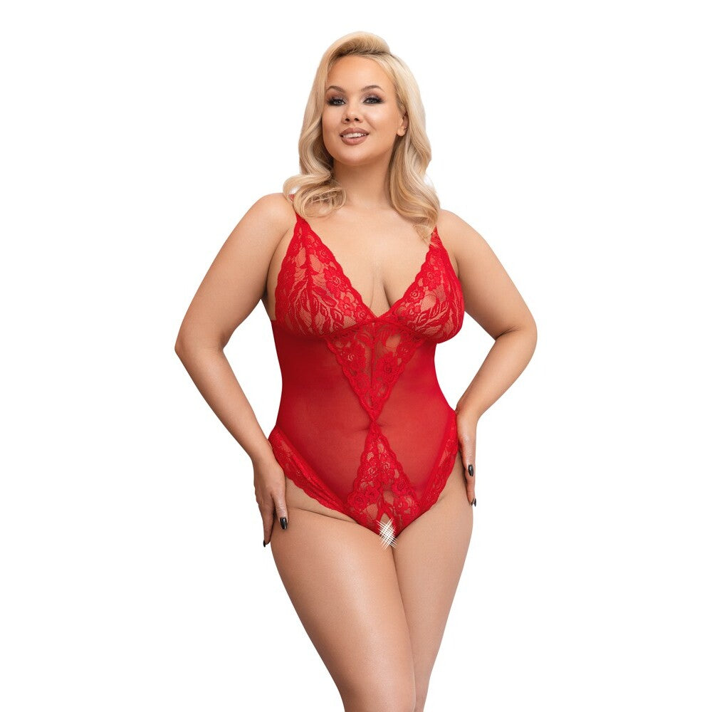 Body sin entrepierna Cottelli Curves rojo Talla: XXXL