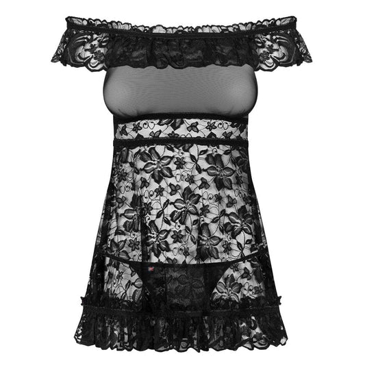 Obsessive Lacey Babydoll And String Black Size: L-XL