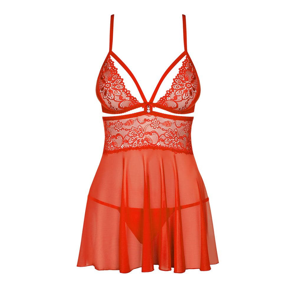 Babydoll y tanga obsesivo rojo talla: L-XL