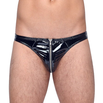 Black Level Vinyl Briefs With Zip Black Size: Medium