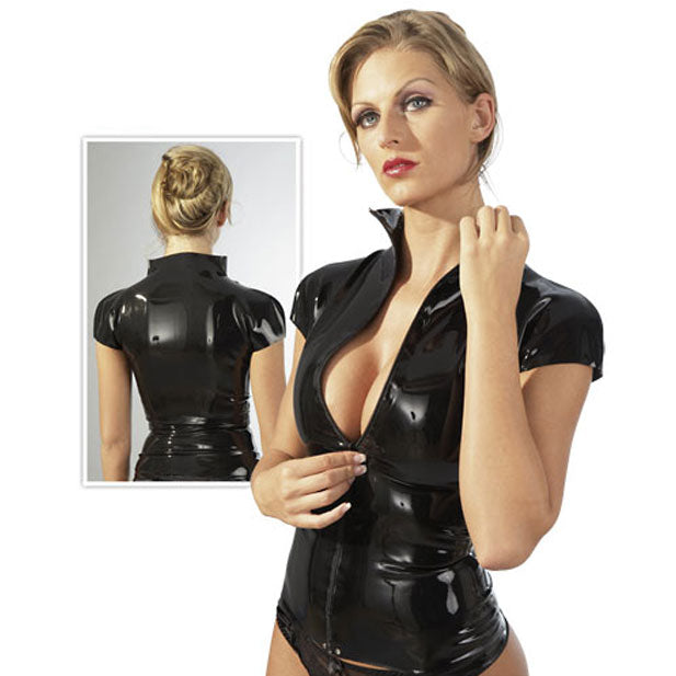 Camisa de látex con cremallera Talla: mediana