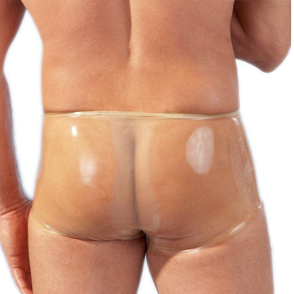 Boxers de látex con funda para el pene transparente Talla: L-XL