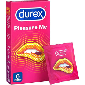 Condones Durex Pleasure Me con puntos y estrías, paquete de 6