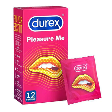 Durex Pleasure Me Preservativos canelados e pontilhados, pacote com 12 unidades