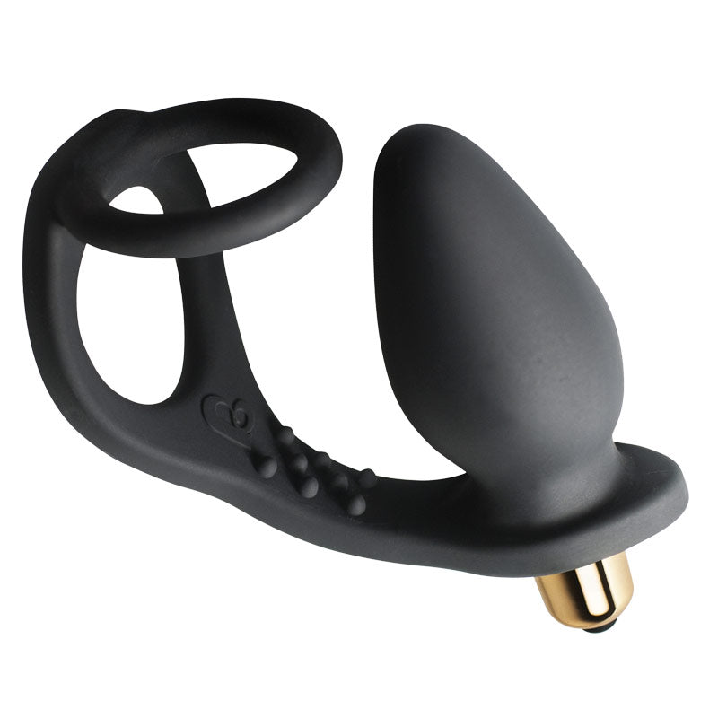 Rocks Off 7 Speed ​​RO-Zen Anel Peniano e Plug Anal Preto