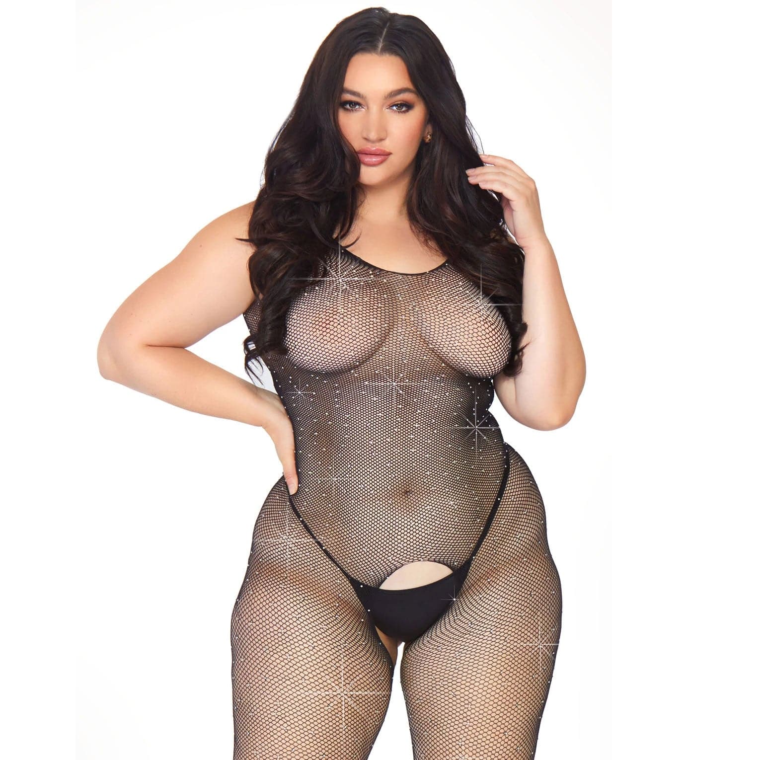 Leg Avenue Crystalized Net Bodystocking Plus Size Reino Unido 14 a 18