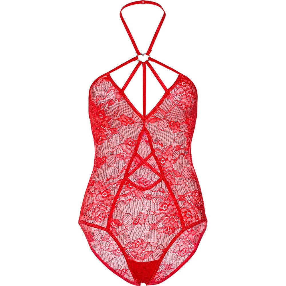 Leg Avenue Teddy com buraco de fechadura vermelho Tamanho: ML