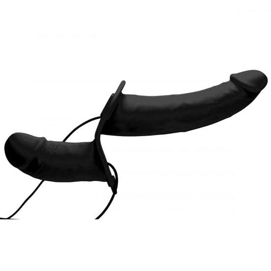 Consolador doble vibrador de silicona XR Power Pegger con arnés