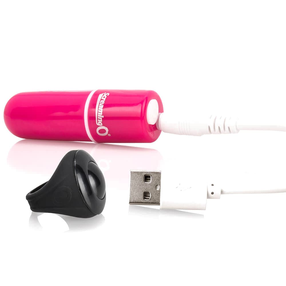 Bala vibradora con control remoto color rosa Vooom de Screaming O Charged