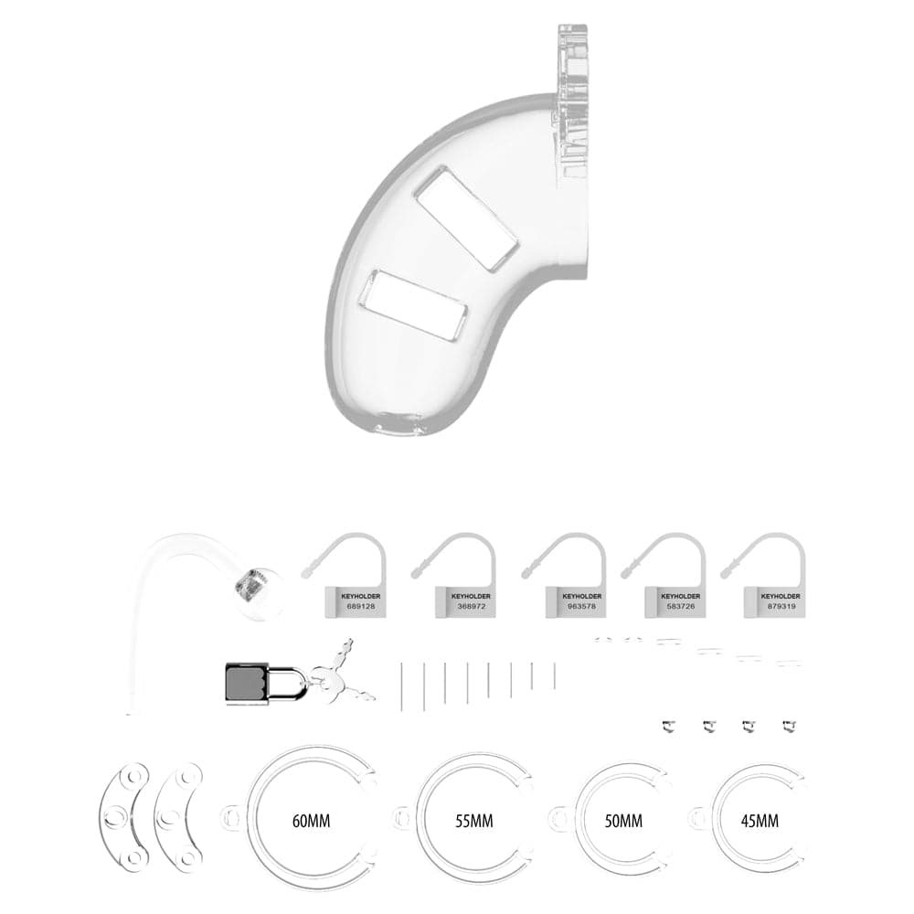 Jaula de castidad transparente para hombre de 3,5 pulgadas con tapón anal, 10 unidades