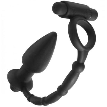 Anillo vibrador doble para pene y tapón anal Master Series Viaticus