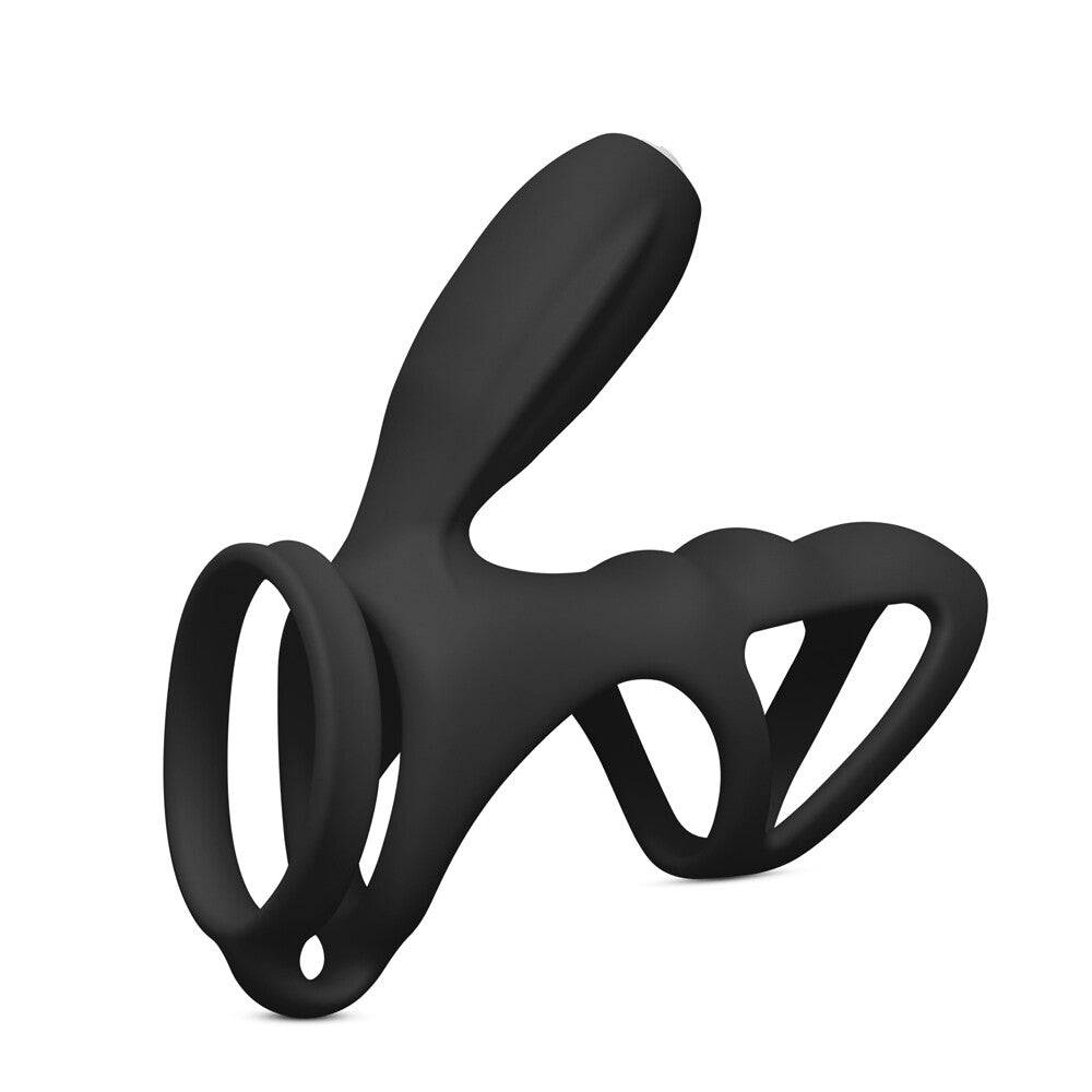 Anel peniano e vibrador de clitóris preto