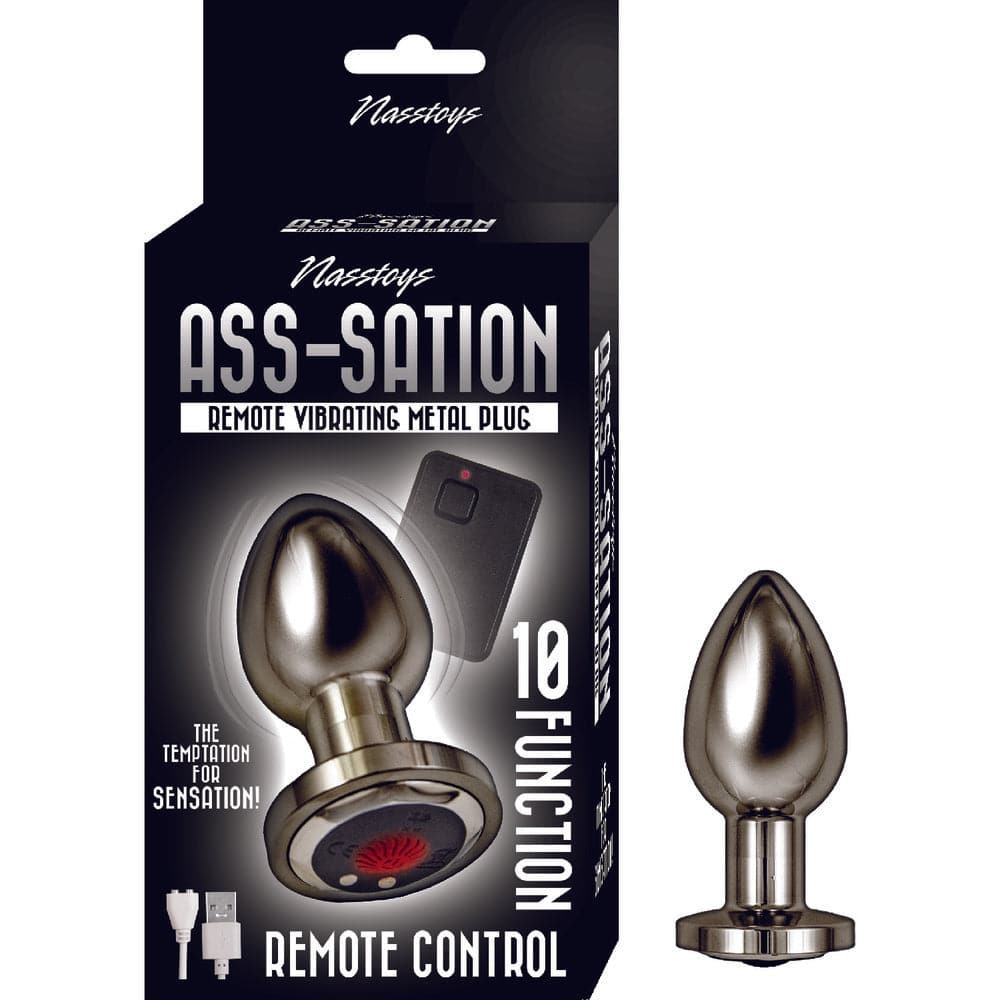 Tapón anal vibrador con control remoto Ass Sation, color negro